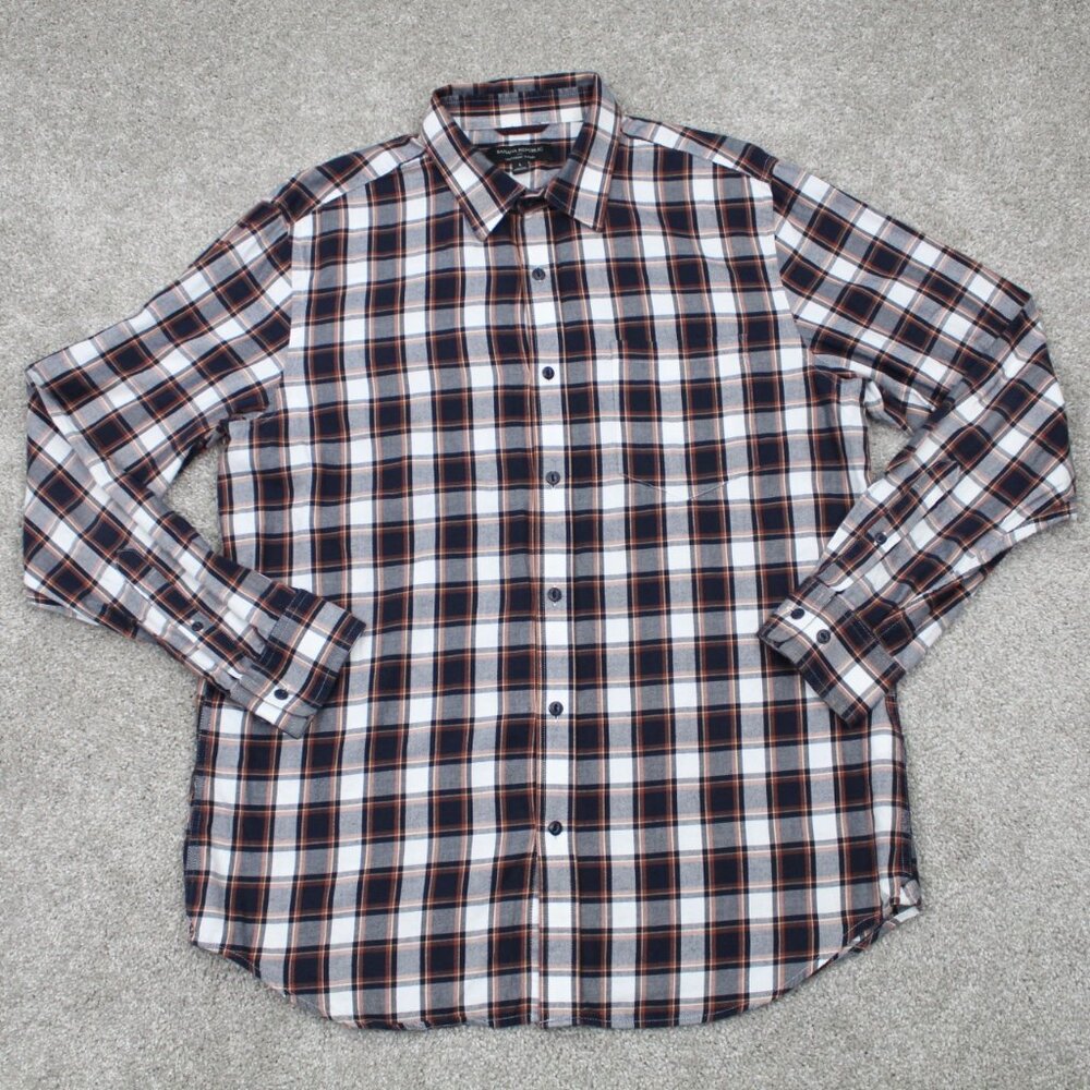 Banana Republic Shirt Mens Large Red/Blue Lightweight Flannel Long Sleeve Cotton